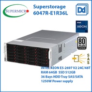 เซิร์ฟเวอร์ Supermicro Superstorage 6047R-E1R36L XEON E5-2697V2 24C/48T RAM64GB SSD500GB + 2x4TB SAS 3.5" 36Bay USED SERVER