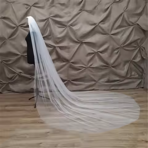 Champagne Wedding Veil, Ivory Simple Wedding Veil, One Layer White Wedding Veil, Simple Tulle Weddin