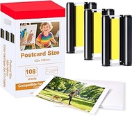 Compatible with Canon Selphy 3115B001(AA) Printer Cartridge and Paper, 3 Cartridges & 108 Photo Pape