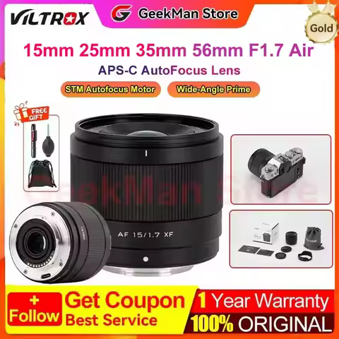 Viltrox 15mm 25mm 35mm 56mm F1.7 Air APS-C Auto Focus Large Aperture Portrait Lens Wide-Anglefor Son