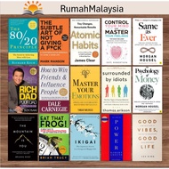 Self help book collection / Atomic Habits/Rich Dad Poor Dad/Psychology of Money Surrounded by idiot 