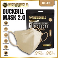 Medishield Medi 6D 2.0 Khaki 10pcs Bundle Pack Duck Bill Mask Face Mask Duckbill Face Mask Pelitup Muka Earloop Mask 4ply 4 layer Medical Mask 3D Mask Duckbill Mask (MDA Approved)