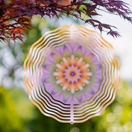 3D Metal Wind Chime, Purple & Orange with 360° Swivel Hook, Unique Ring Design, Outdoor Ga
