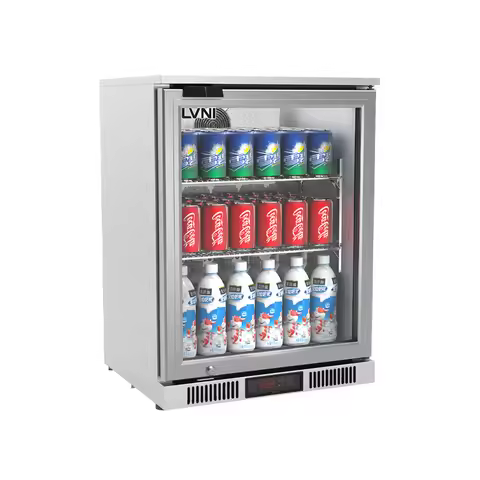 Transparent Stainless Steel Door Back Bar Chiller Commercial Fridge 1 Door Air Digital Control Autom