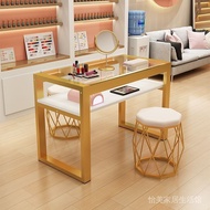 . Jia Mei nail salon economic special table, tempered glass combination single/double table, red sim