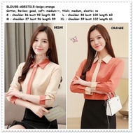 baju atasan kemeja kerja wanita blouse korea import ab537015 orange - beige l