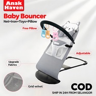 🔥Foldable🔥 Baby Bouncer Baby Rocker Baby Balance Chair With Safety Belt 4 Ajustable Buai Baby 宝宝躺椅