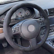 DIY Black Suede Leather Steering Wheel Cover For BMW E46 E39 330i 540i 525i M3
