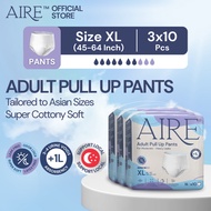 Aire Adult Diaper Pull Up Pants - Size XL (3x10 pcs) (High Absorbency, Tailored for Asian Sizes, Sof