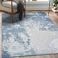 LUXE WEAVERS Abstract Distressed Pattern Blue 5x7 Modern Area Rug, Stain Resistant Indoor Rugs for C