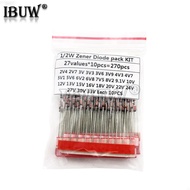 270PCS/lot 0.5W Zener Diode kit Assortment Set 1/2W 2V4-33V Zener Diode pack 12V 18V 5V1 5V6 3V3 3V6