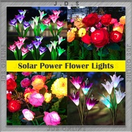 Waterproof Solar Outdoor Garden Lights Rose Lily Flower Light Waterproof 7 Color Changing Outdoor Li