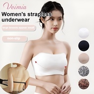 Veimia Non-Slip Strapless Underwear Summer Nonslip Invisible Antisagging Gathered No Steel Bra