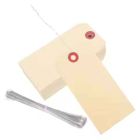 100pcs Price Tags 8x13cm Manila Wire Tags Eyelets Attached Wires Shipping Labels Packaging Cable Tag