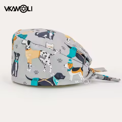Wholesale prices cartoon printing men's and women scrubs hats cotton High Quality Scrub Cap 24 hours