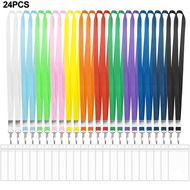Colorful 24Pack Lanyard Strap with ID Card Holder Set Nylon Lanyard with Metal Swivel Lobster Clasp 
