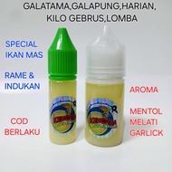 Esen oplosan melati mentol garlik/umpan ikan mas rame,indukan/kemasan 15ml,30ml/esen oplosan/kencana