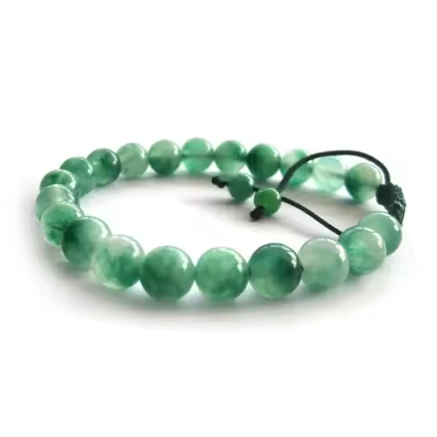 Customized Green jade Emerald 8MM Beads Hand Knotting Bracelet Accessories DIY Jewellery Fashion Man