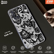 HP Samsung A51 Case Samsung A51 FULL Skull Motif - Clear Case - Softcase ThickBENING - Casing Premiu