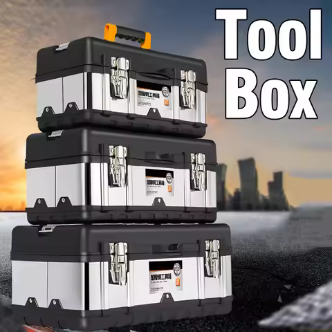 toolbox stainless steel suitcase 14/17/20 inch household portable tool box hardware tool box storage