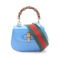 【二手】Gucci GUCCI 竹節雙肩包 686864 藍色皮革竹節 1947 迷你TOP女士二手 A