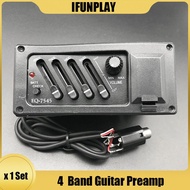 【CW】 4 Band Acoustic Guitar Preamp Amplifier 7545 Left Piezo Pickup 6.5MM Output Acceseories