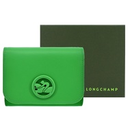 LONGCHAMP BOX-TROT系列小牛皮同色LOGO三折壓釦短夾(多色選)/平行輸入/ 野草綠