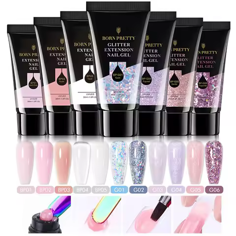 BORN PRETTY15/30ml Acrylic Nail Extension Gel Nail Polish Quick Extend Nails Tips Glitter Sequins Ge