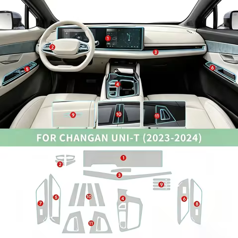 Transparent TPU Protective Film For Changan UNI T UNI&T 2023 2024 Car Interior Center Console Dashbo