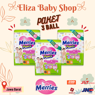 (PAKET 3 BALL) MERRIES PANTS NB-S40 M32 L28 XL26 dan XXL28 (KARAWANG JAWA BARAT). Popok Bayi