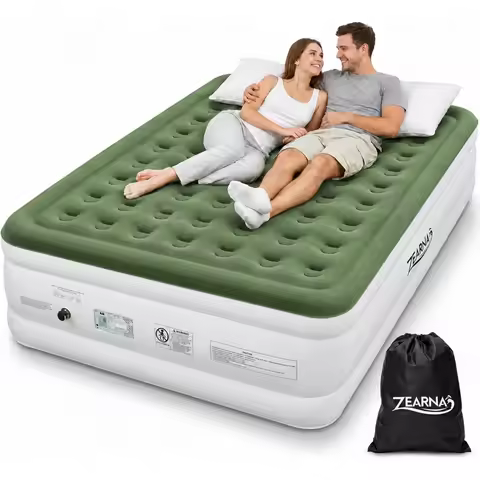King Size Air Mattress with Built in Pump, 18 Raised Comfort Air Bed, Upgraded Flocked Top Blow up M