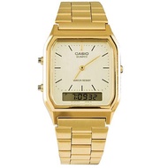 Casio Gold Tone Stainless Steel Dual Time Mens Watch AQ-230GA-9 AQ230GA AQ-230GA-9D