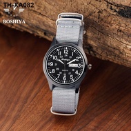 Swiss Army Watch Mens Nylon Braided Band Double Calendar Watch Luminous Waterproof Outdoor Fishing C