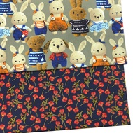 Kain Comb Cotton Corak Arnab &amp; Bunga (Bidang 60”) / Rabbit Doll &amp; Flower Combed Cotton Twill Woven 100% Cotton Fabric