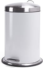 MSV Rubbish Bin Stainless Steel 12 Litre Pedal Bin White Rubber Base and Extra Stabilisation