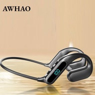 [AWHAO] Open Ear Headphone Bluetooth Comfort with Mic Sweatproof Earphones Air Conduction Headphones