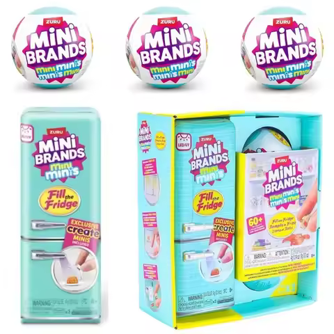 Zuru Mini Brands Fridge Blind Box: 5 Mystery Toys! Miniature Grocery Collectibles for Dollhouse & Ki