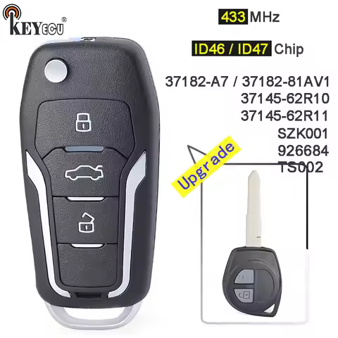 KEYECU 433MHz ID46 / ID47 /4D65 Chip 37182-A7 TS002 Upgraded Flip Remote Key Fob for Suzuki Swift Gr