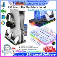 【SG SELLER】PS5 Controller Charging Dock RGB Cooling Stand with Cooling Fan Controller Stand Charger Station for PS5