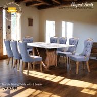 JAXON ASHWOOD COLLECTION 2.2m Marble Dining Table with 8 Seater / Set Makan Kayu Ashwood Marble 8 kerusi