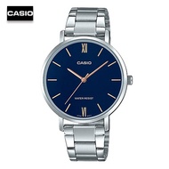 Velashop Casio Standard นาฬิกาข้อมือผู้หญิง สายสแตนเลส รุ่น LTP-VT01D-2BUDF หน้าปัดสีน้ำเงิน, LTP-VT01D-2B, LTP-VT01D