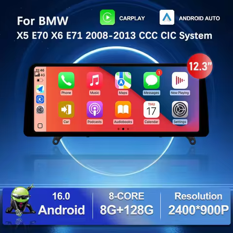 Android 16 for BMW X5 E70 X6 E71 2008 - 2013 CCC CIC System Car Video Multimedia Player BT 4G Ultra-