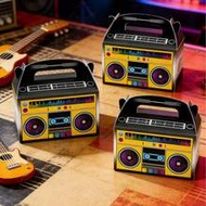 12pcs Black Radio Gift Boxes With Handles, Radio Speaker Design Gift Packaging Boxes, Handheld Boxes
