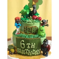 植物大戰僵尸蛋糕裝飾配件男孩生日快樂插牌游戲主題派對插件擺件