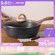 JEETEE Non Stick Deep Frying Pan 24/28/32cm kawali big size wok pan non stick original with cover st