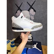 Factory Set Now Full-First Layer Lychee Leather Air AJ3 White Cement Original Last Original Cardboar