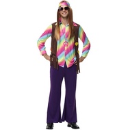 60S 70S Men Adult Hippie Costume Cosplay Vintage Hip Hop Disco Party Outfits Suit Halloween Stage Pe