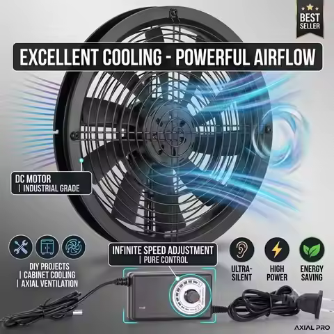 SLIDER SLD High Airflow Cooling Fan with Adjustable Speed Controller DC 12V Heavy Duty Ventilator fo