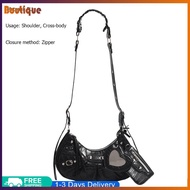 Rivet Shoulder Bag Punk Style Y2K Purse with Small Wallet and Heart Mirror Crescent Bag Underarm Bag