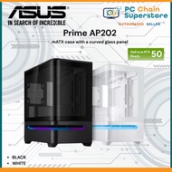 ASUS Prime AP202 Air Floating mATX Curved Glass Panel Panoramic PC Case - (Black / White)